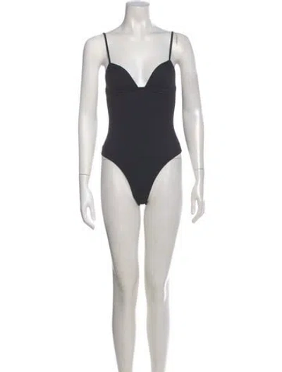 Pre-owned Fleur Du Mal V-neck Sleeveless Bodysuit In Black