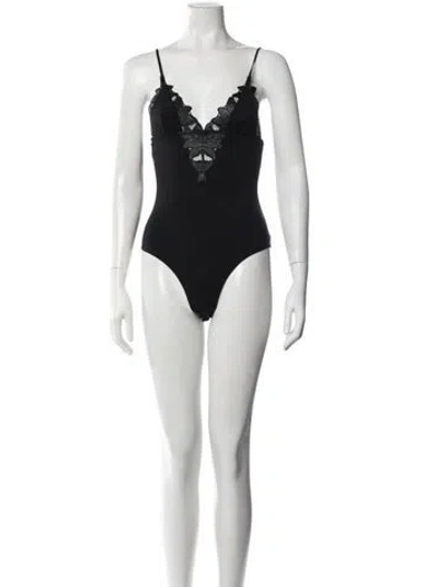 Pre-owned Fleur Du Mal V-neck Sleeveless Bodysuit In Black