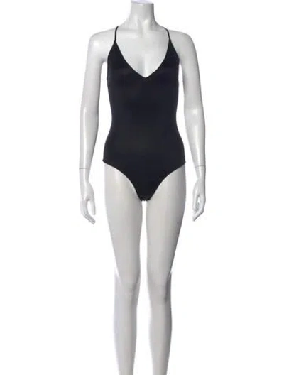 Pre-owned Fleur Du Mal V-neck Sleeveless Bodysuit In Black
