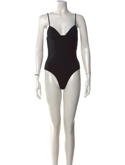 Pre-owned Fleur Du Mal V-neck Sleeveless Bodysuit In Black