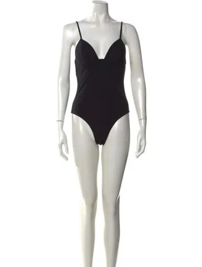 Pre-owned Fleur Du Mal V-neck Sleeveless Bodysuit In Black