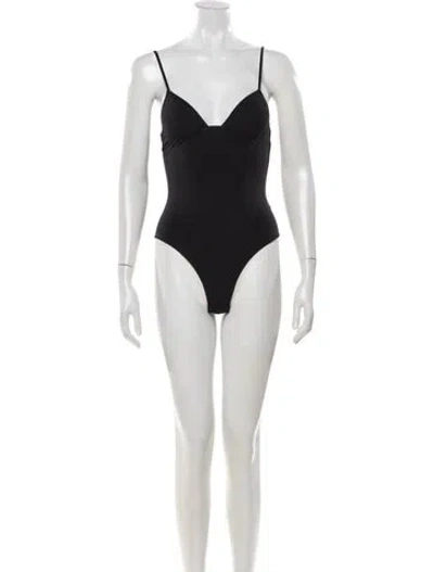Pre-owned Fleur Du Mal V-neck Sleeveless Bodysuit In Black