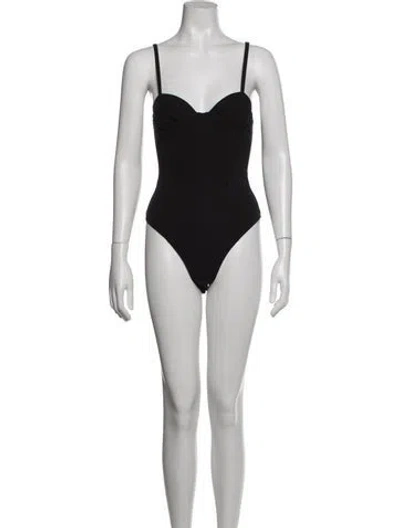 Pre-owned Fleur Du Mal V-neck Sleeveless Bodysuit In Black