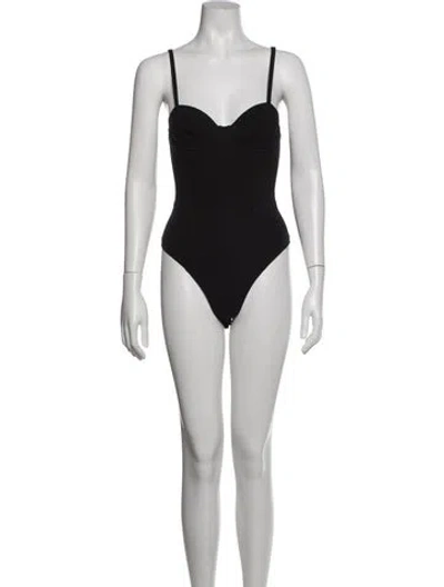 Pre-owned Fleur Du Mal V-neck Sleeveless Bodysuit In Black