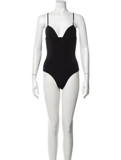 Pre-owned Fleur Du Mal V-neck Sleeveless Bodysuit In Black