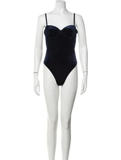 Pre-owned Fleur Du Mal V-neck Sleeveless Bodysuit In Blue