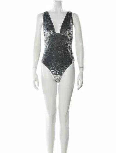 Pre-owned Fleur Du Mal V-neck Sleeveless Bodysuit In Gray