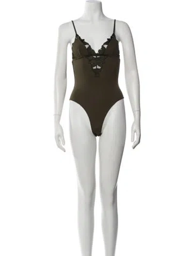 Pre-owned Fleur Du Mal V-neck Sleeveless Bodysuit In Green