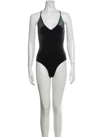 Pre-owned Fleur Du Mal V-neck Sleeveless Bodysuit In Green