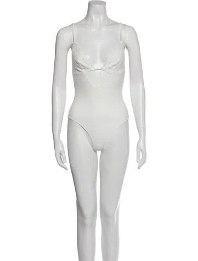 Pre-owned Fleur Du Mal V-neck Sleeveless Bodysuit In Neutral