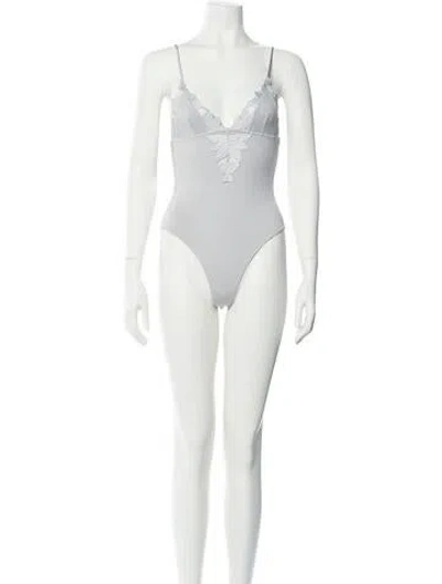 Pre-owned Fleur Du Mal V-neck Sleeveless Bodysuit In Neutral