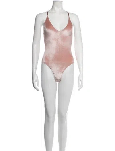 Pre-owned Fleur Du Mal V-neck Sleeveless Bodysuit In Pink