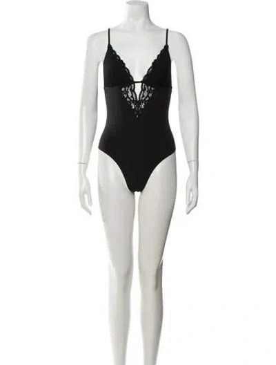 Pre-owned Fleur Du Mal V-neck Sleeveless Bodysuit W/ Tags In Black/white