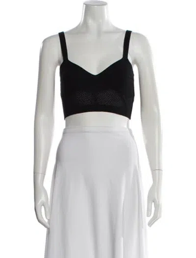 Pre-owned Fleur Du Mal V-neck Sleeveless Crop Top In Black