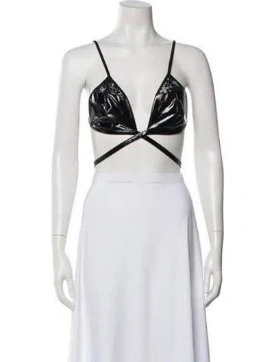 Pre-owned Fleur Du Mal V-neck Sleeveless Crop Top In Black