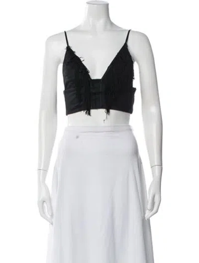 Pre-owned Fleur Du Mal V-neck Sleeveless Crop Top In Black