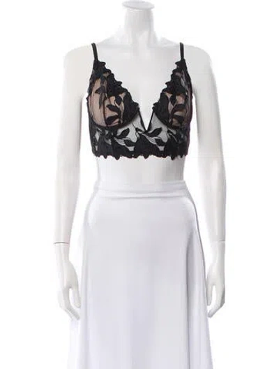 Pre-owned Fleur Du Mal V-neck Sleeveless Crop Top In Black