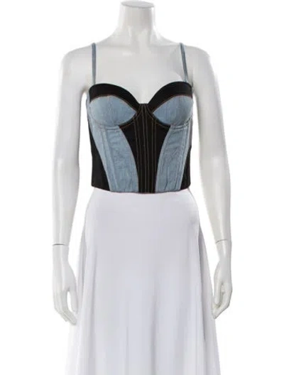 Pre-owned Fleur Du Mal V-neck Sleeveless Crop Top In Blue