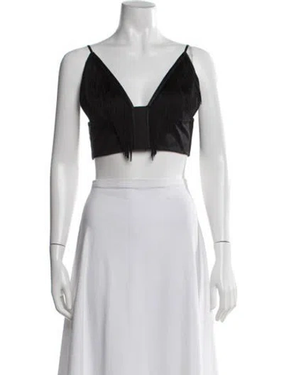 Pre-owned Fleur Du Mal V-neck Sleeveless Crop Top W/ Tags In Black