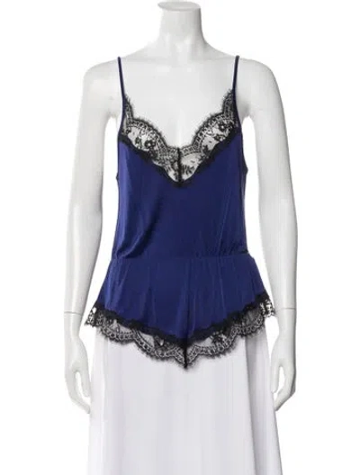 Pre-owned Fleur Du Mal V-neck Sleeveless Top In Blue