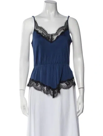 Pre-owned Fleur Du Mal V-neck Sleeveless Top In Blue