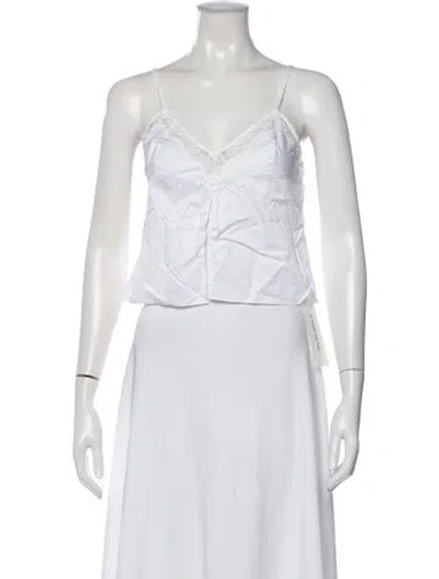 Pre-owned Fleur Du Mal V-neck Sleeveless Top In White