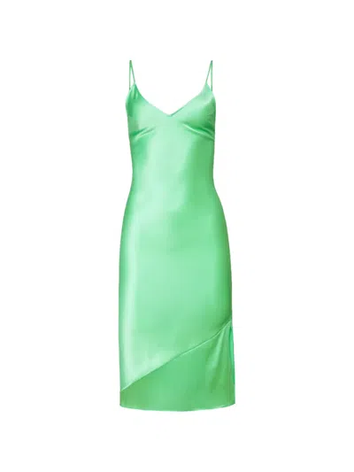 Fleur Du Mal V-neck Slip Midi Dress In Green