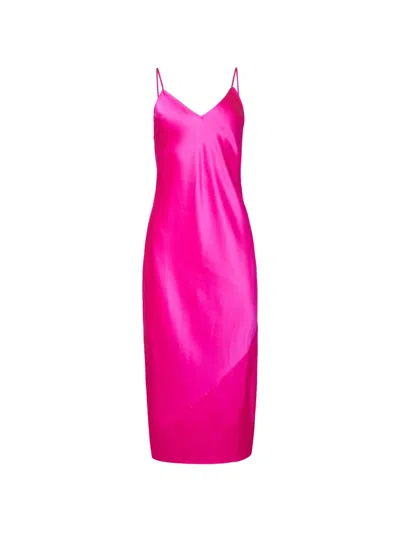 Fleur Du Mal V-neck Slip Midi Dress In Pink