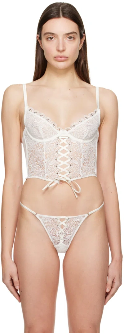 Fleur Du Mal White Lace-up Corset In 0300 Ivory