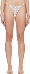 Fleur Du Mal White Lace-up Thong In 0300 Ivory