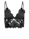 Fleur Du Mal Whitney Embroidery Longline Triangle Bra In Black
