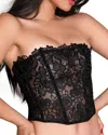 Fleur Du Mal Whitney Embroidered Corset Top In Black