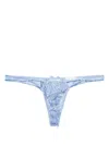 Fleur Du Mal Whitney Embroidery Thong In Blue