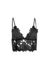 Fleur Du Mal Whitney Embroidery Longline Triangle Bra In Black