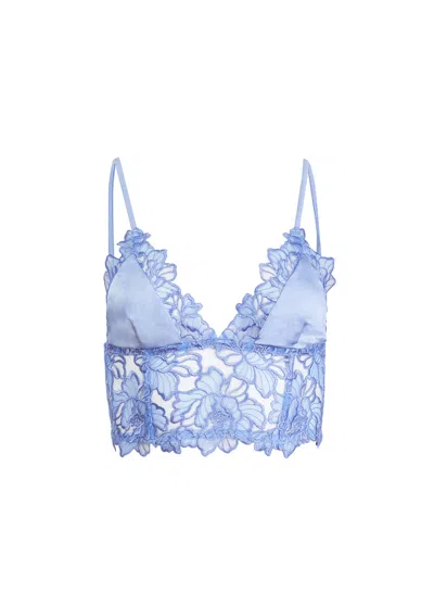 Fleur Du Mal Whitney Embroidery Longline Triangle Bra In Horizon