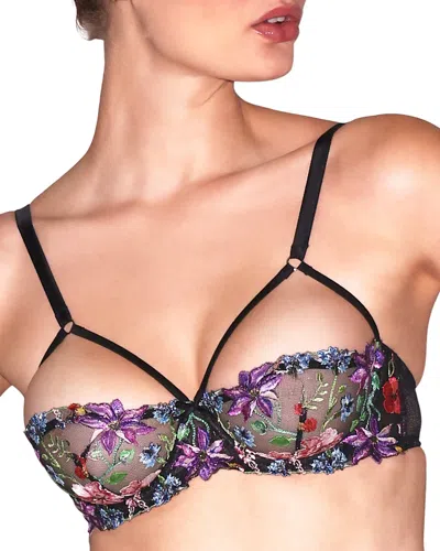 Fleur Du Mal Wildflower Balconette Bra In Black