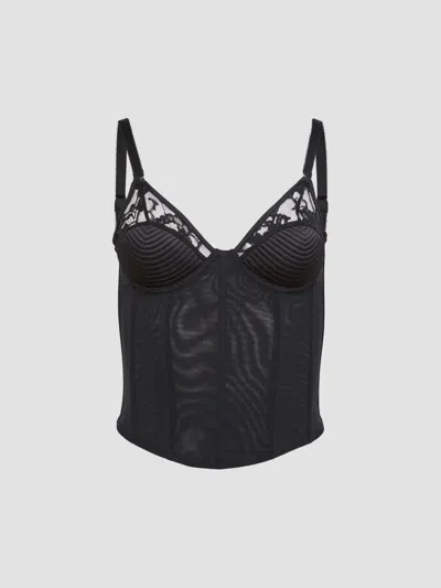 Fleur Du Mal Women's Bebe Topstitched Bustier Top In Black
