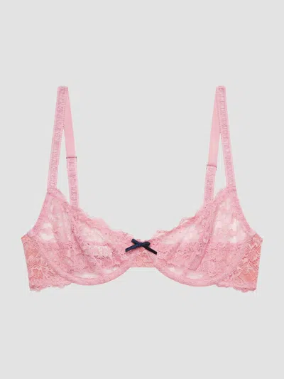 Fleur Du Mal Women's Bianca Lace Underwire Balconette Bra In Pink Lady