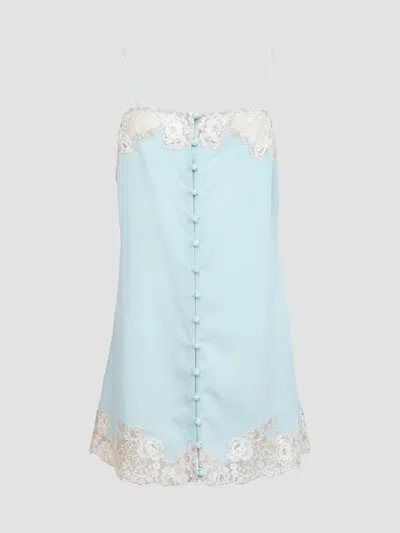 Fleur Du Mal Women's Lace Appliqué Silk Slip In Frosted Mint