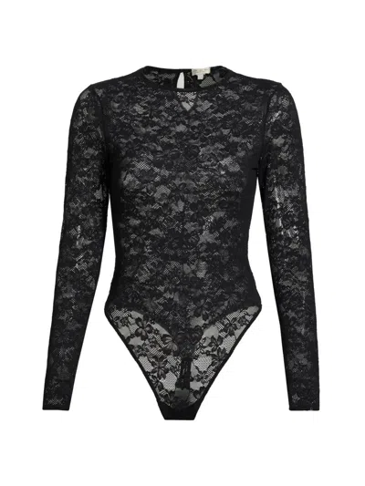Fleur Du Mal Women's Le Stretch Long-sleeve Bodysuit In Black