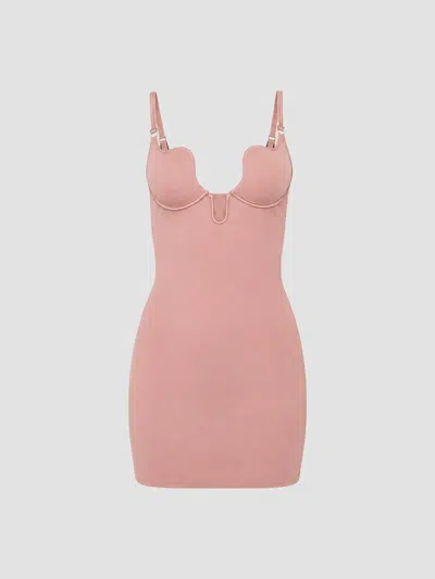 Fleur Du Mal Women's Le Stretch Micro U-plunge Mini Slip Dress In Tan