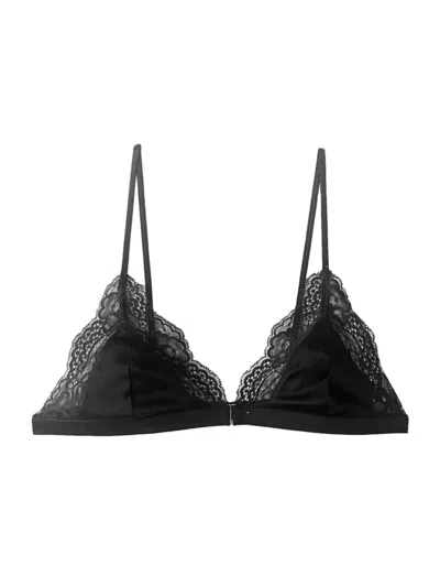 Fleur Du Mal Women's Naomi Lace Wireless Triangle Bra In Black