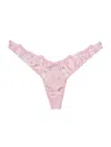 Fleur Du Mal Women's Rosette Lace Strappy Thong In Rose Pink