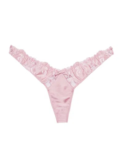 Fleur Du Mal Women's Rosette Lace Strappy Thong In Rose Pink