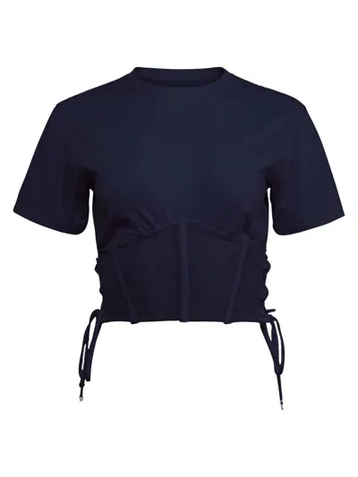 Fleur Du Mal Women's Sabrina Corset T-shirt In Blue