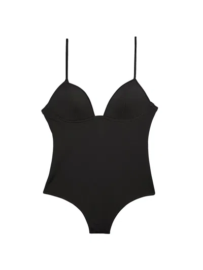 Fleur Du Mal Cupped Nonwire Bodysuit In Black