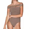 Fleur Du Mal Sofia Strappy Bodysuit In Gray