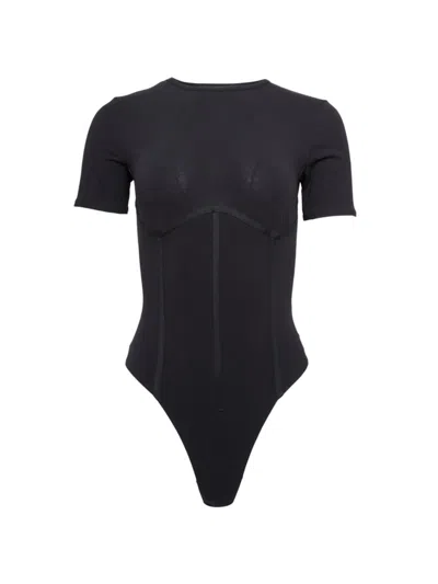 Fleur Du Mal Bonded-seams T-shirt Bodysuit In Black