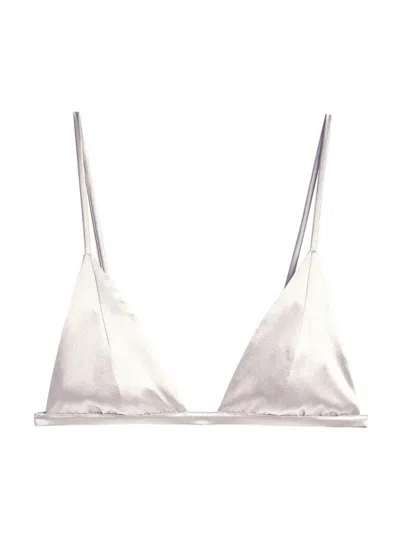 Fleur Du Mal Off-white Luxe Triangle Bra In 0300 Ivory
