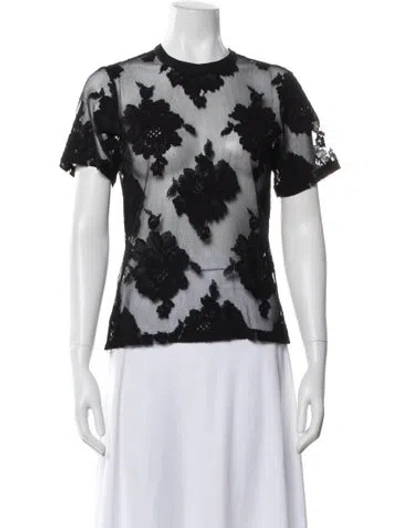 Pre-owned Fleur Du Mal Wool Floral Print Top In Black